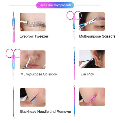 Bite Instruments Rainbow Manicure & Pedicure Kit | 15-in-1 Nail Grooming Set