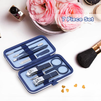 7-Piece Manicure Pedicure Grooming Kit Professional Nail Care Set by Bite Instruments