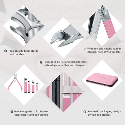 Bite Instruments Professional 18-in-1 Manicure & Pedicure Set Stainless Steel Nail Care Kit