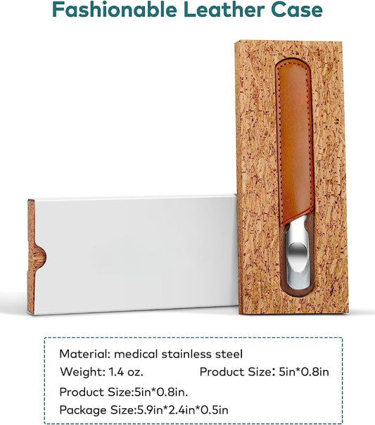 Stainless Steel Nail File with Anti-Slip Handle and Leather Case Bite Instruments