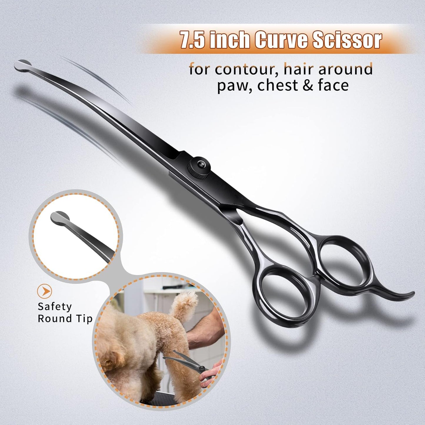 Professional 6-in-1 Titanium-Coated Dog & Cat Grooming Scissors Set - Safety Shears Kit for All Pet Sizes