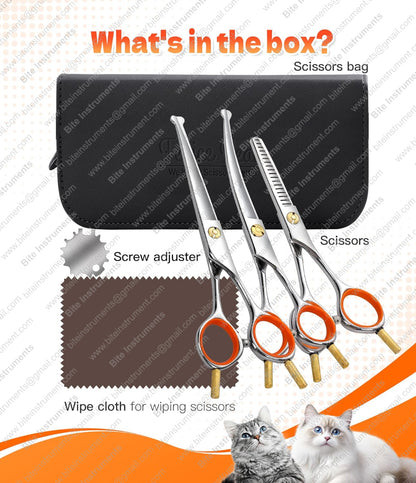 Bite Instruments Pet Grooming Kit – Professional Dog Grooming Scissors Set
