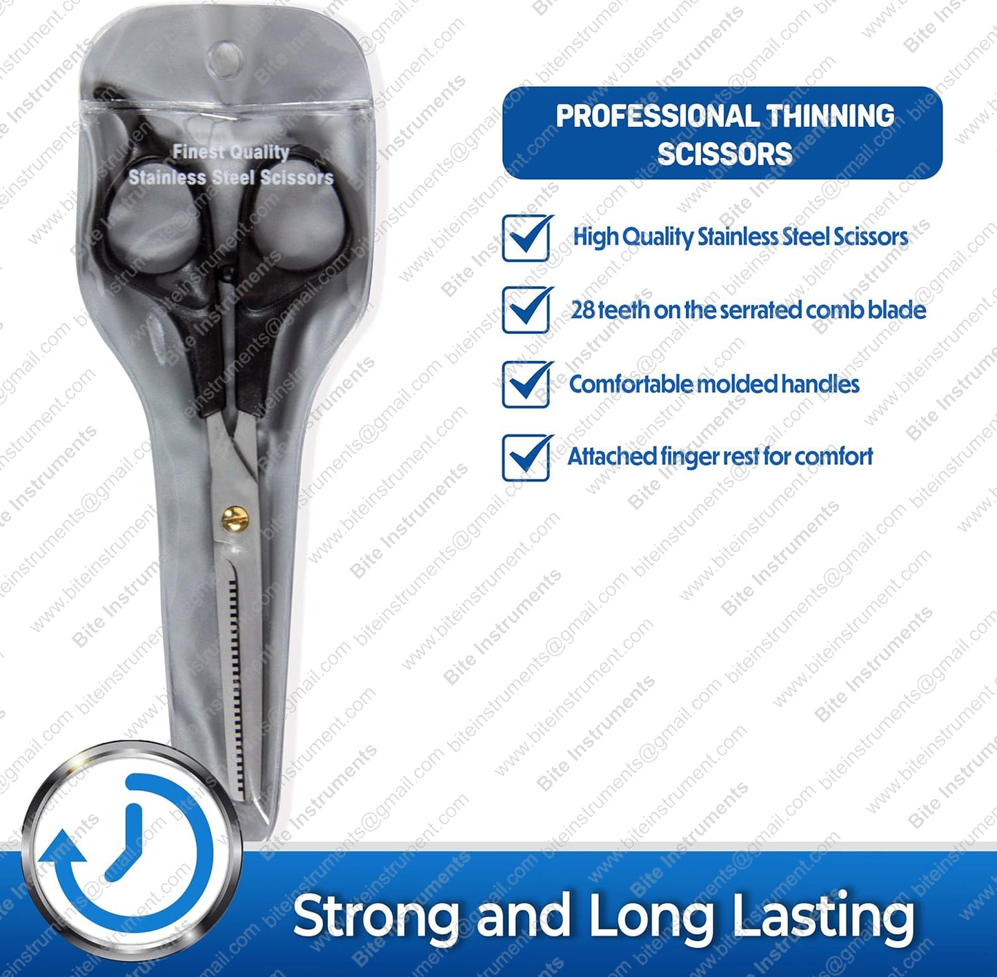 Bite Instruments Professional Thinning Scissors with Toothed Blade Pet Grooming Tools