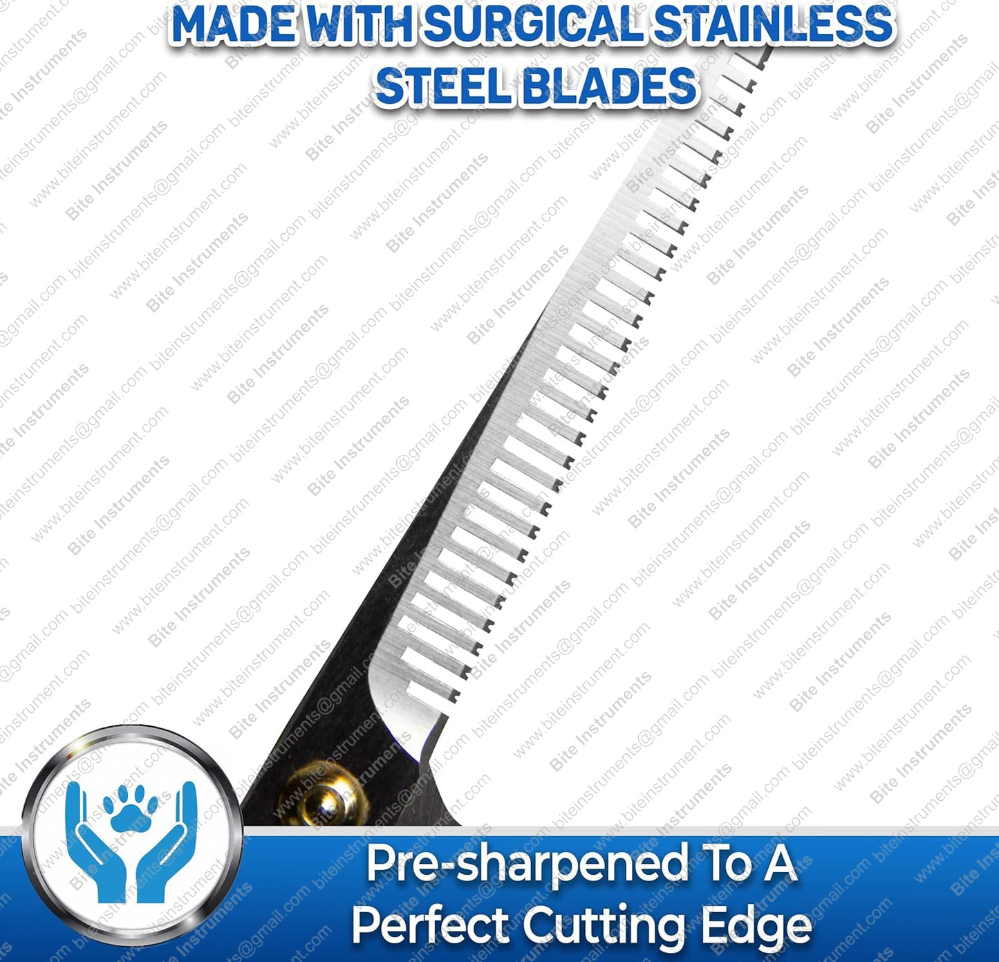 Bite Instruments Professional Thinning Scissors with Toothed Blade Pet Grooming Tools