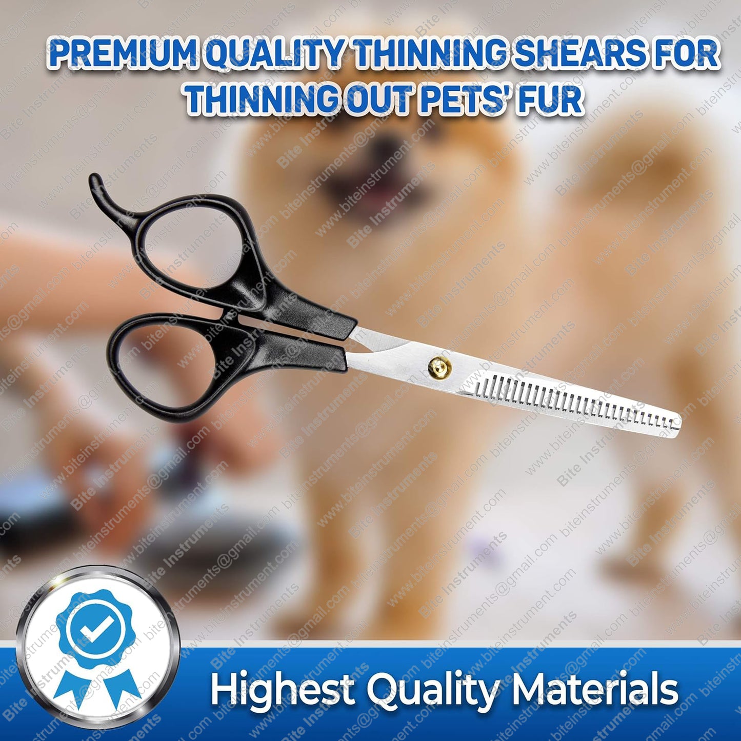 Bite Instruments Professional Thinning Scissors with Toothed Blade Pet Grooming Tools