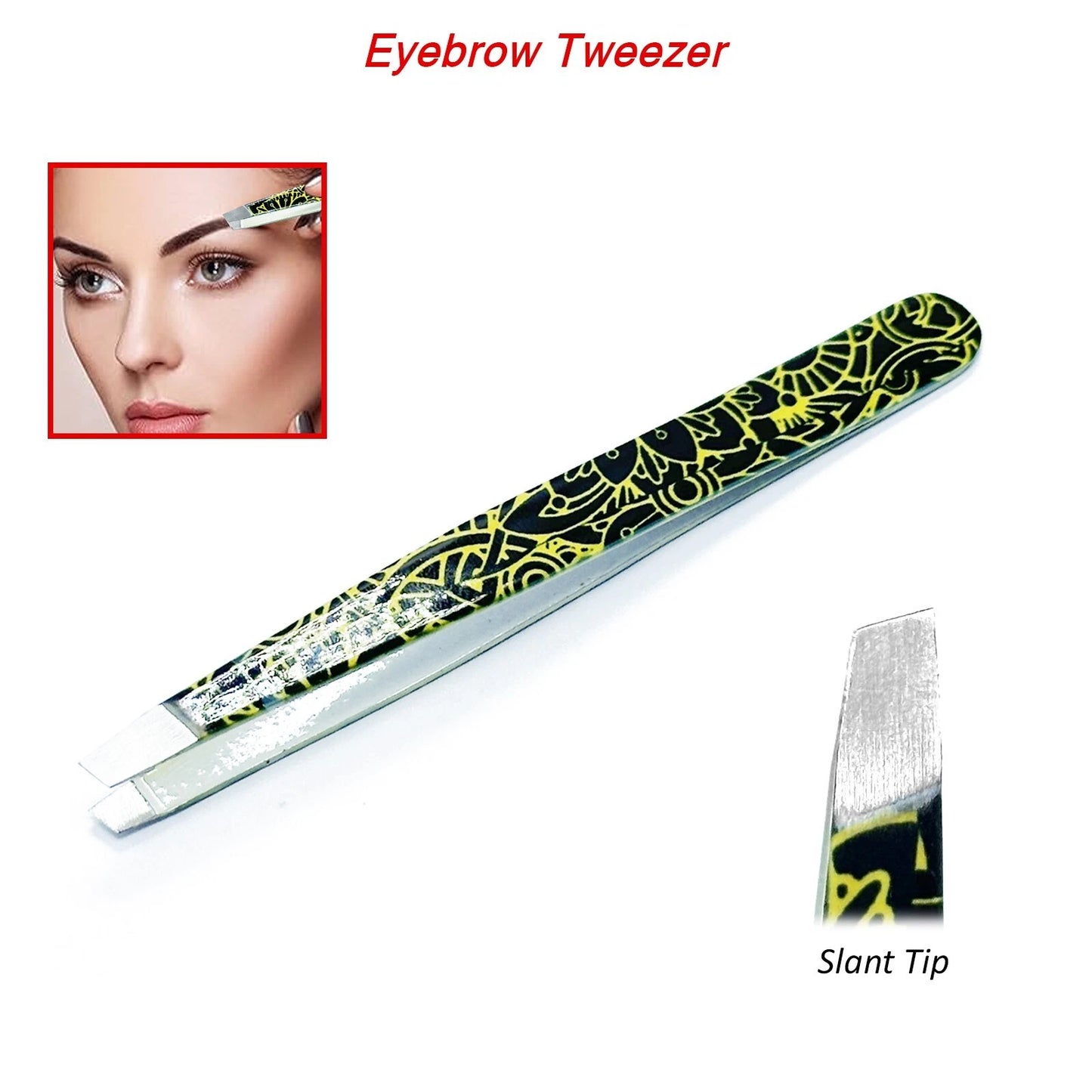 Stylish Set of Professional Slanted Tip Eyebrow Tweezers