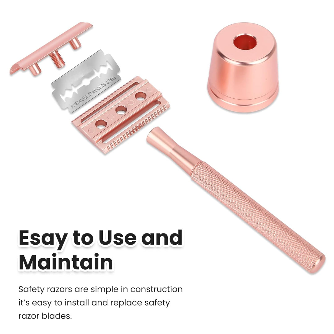Bite Instruments Professional Rose Gold Safety Razor | Double Edge with Stand