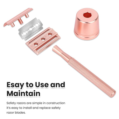 Bite Instruments Professional Rose Gold Safety Razor | Double Edge with Stand