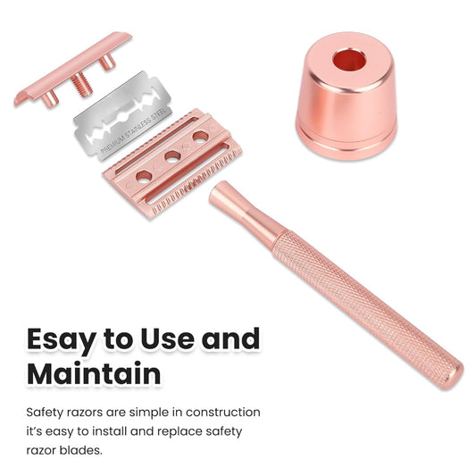 Bite Instruments Professional Rose Gold Safety Razor | Double Edge with Stand