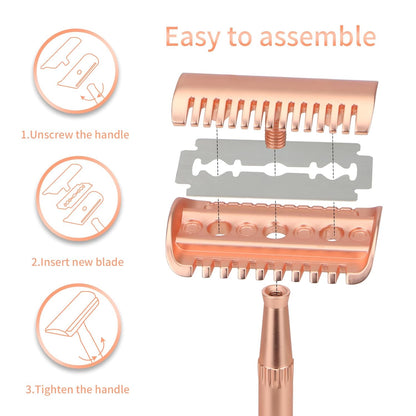 Bite Instruments Safety Razor With 10 Premium Stainless Steel Razor Blade for Unisex