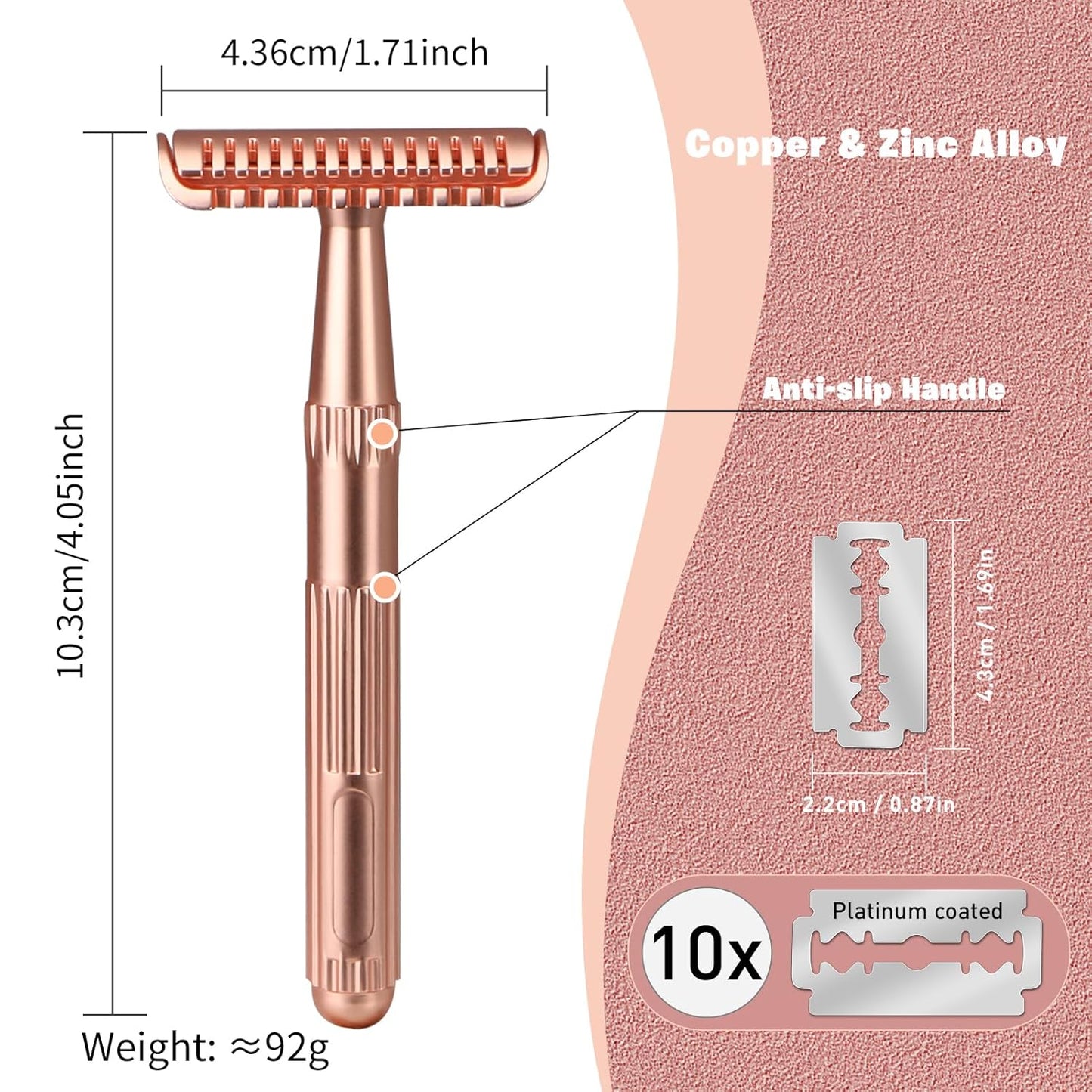 Bite Instruments Safety Razor With 10 Premium Stainless Steel Razor Blade for Unisex