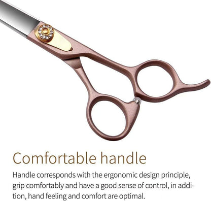 Professional 7.5-inch Dog Grooming Straight Scissors - JP440C Steel with Sharp Blades & Rose Gold Handles