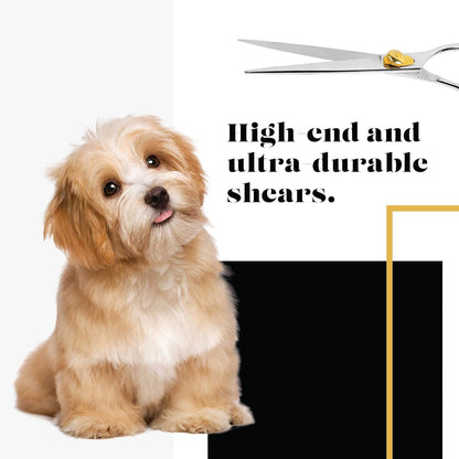Gold Touch Professional Straight Pet Grooming Scissors - Great Gift Idea with Case