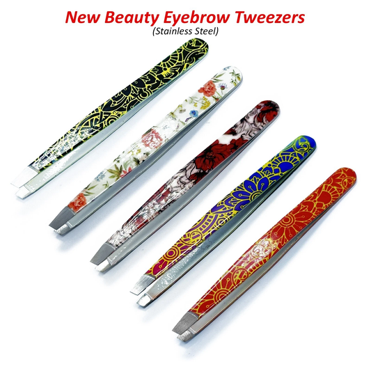Stylish Set of Professional Slanted Tip Eyebrow Tweezers