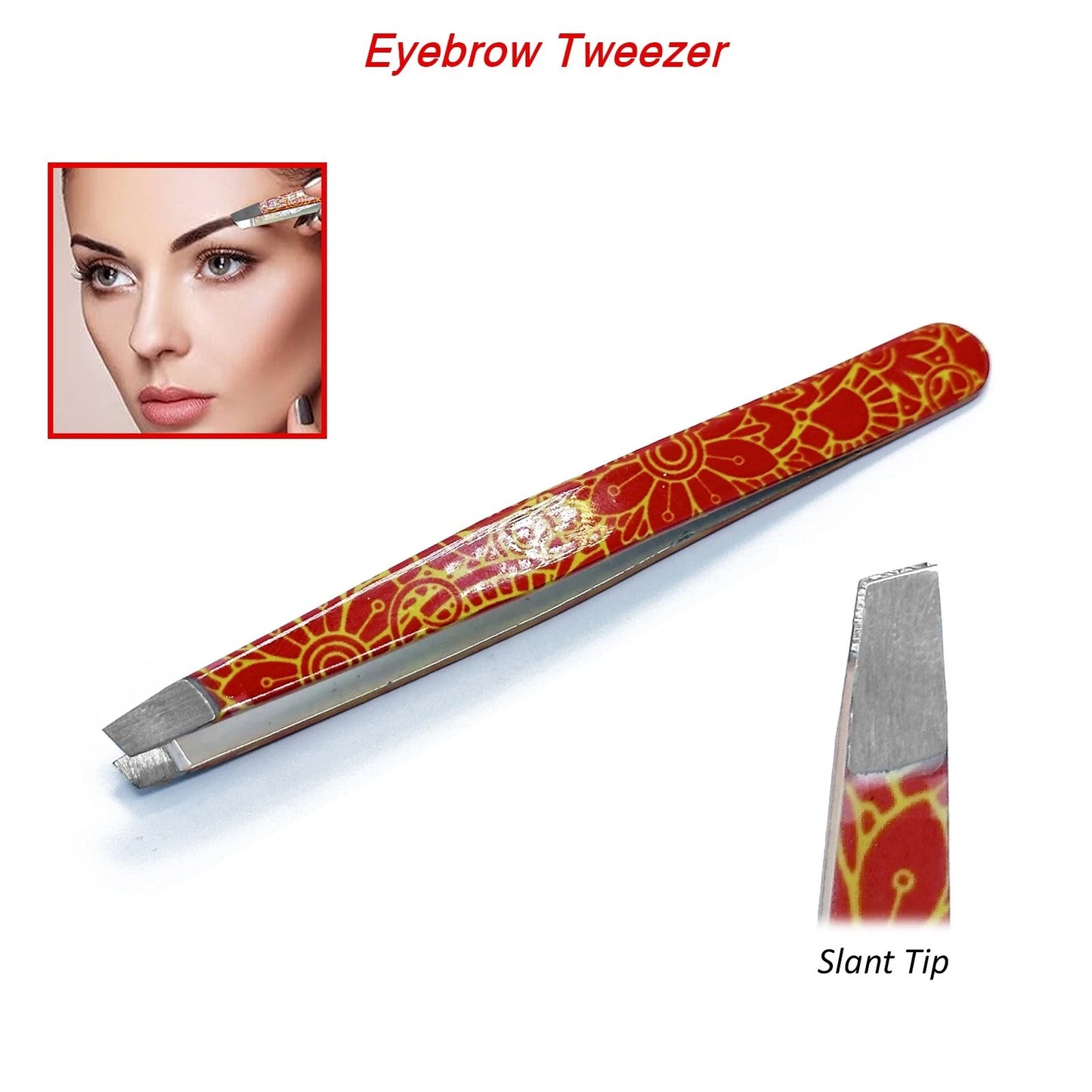 Stylish Set of Professional Slanted Tip Eyebrow Tweezers