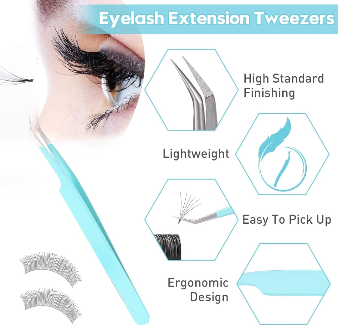 Professional Stainless Steel Eyelash Tweezers for Volume Eyelash Extensions