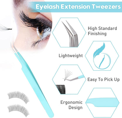Professional Stainless Steel Eyelash Tweezers for Volume Eyelash Extensions