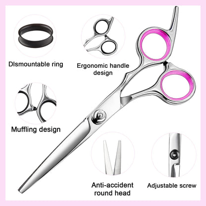 11-Piece Barber Scissors Hairdressing Shears Straight Edge Razor Barber Supplies