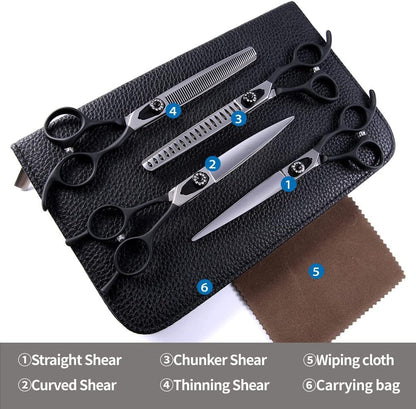 Professional 5'' Dog Grooming Scissors Set - Japanese-Style Straight & Texturizing Shears with Non-Slip Handles