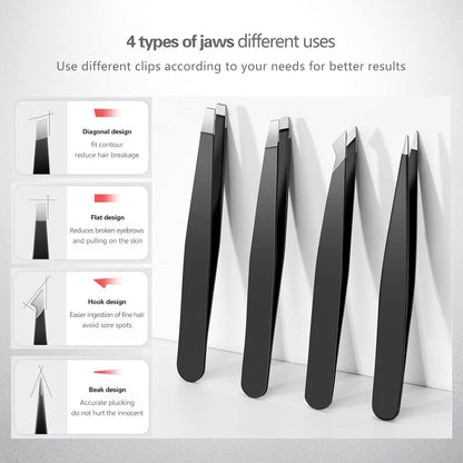 Professional Precision Tweezers For Facial Hair, Eyebrow Tweezer Stainless Steel
