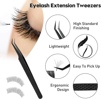 Professional Stainless Steel Eyelash Tweezers for Volume Eyelash Extensions