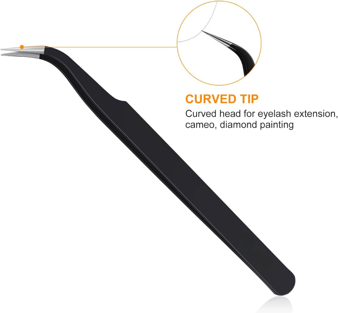 9 Pc Tweezers Set Stainless Steel For Eyelash, Jewelry-Making, etc