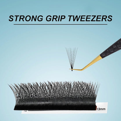 Bite Instruments Set Diamond Gold Grip Eyelash Extensions Tweezers German Stainless Steel