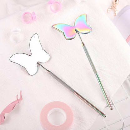 Cute Butterfly Lash Mirror for Eyelash Extensions, Stainless Steel Eyelash Makeup Mirror