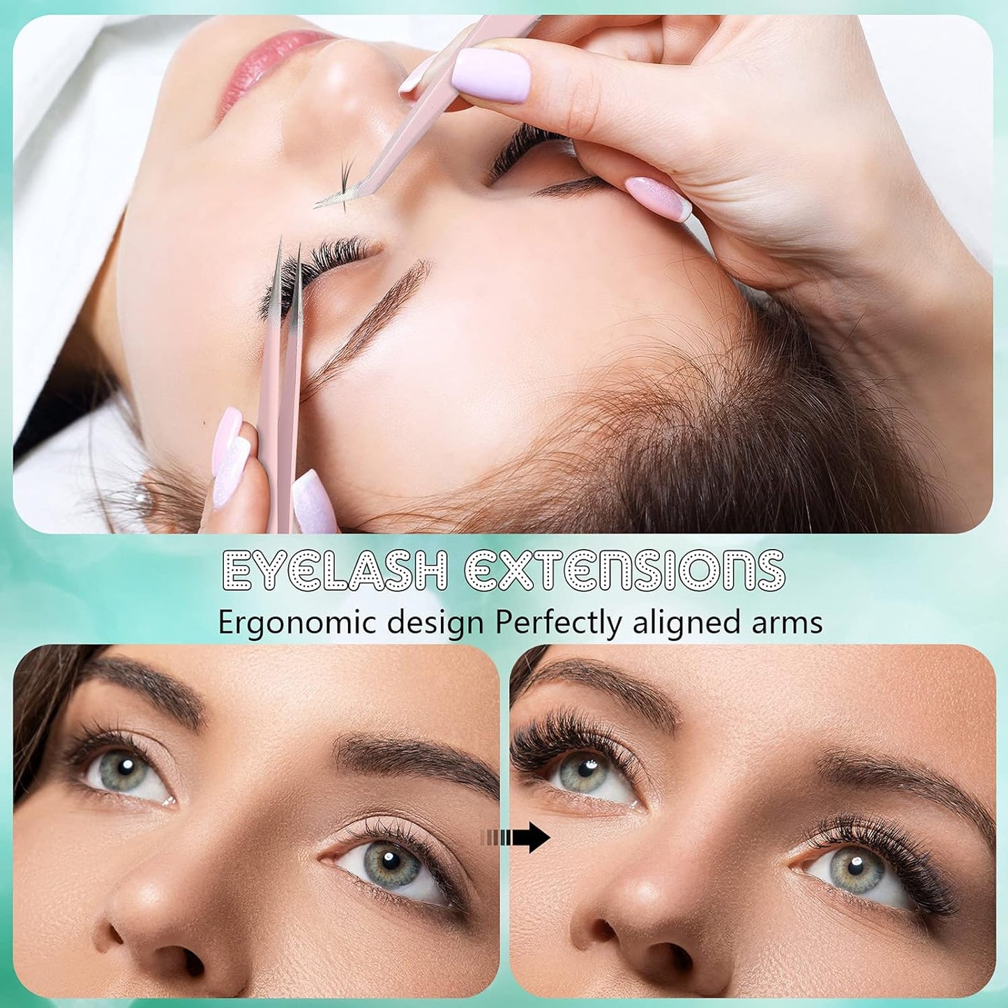 High Precision Lash Tweezers Set Stainless Steel Eyelash Tweezers