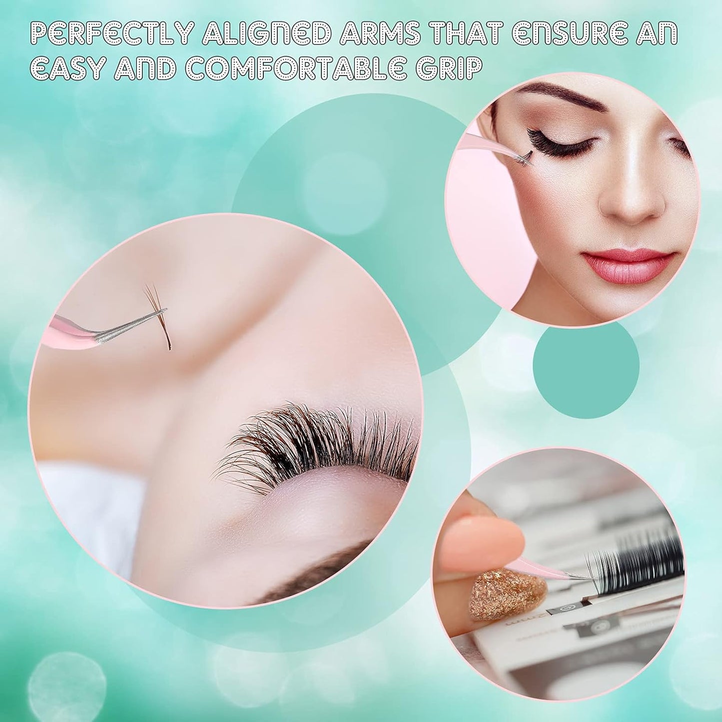 High Precision Lash Tweezers Set Stainless Steel Eyelash Tweezers
