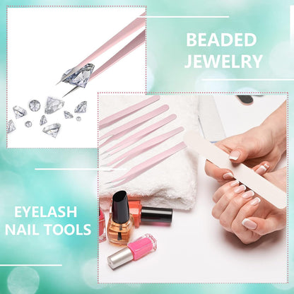High Precision Lash Tweezers Set Stainless Steel Eyelash Tweezers
