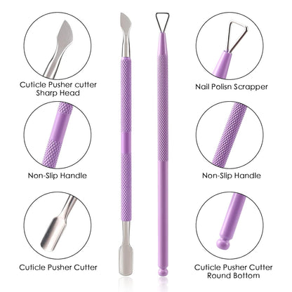 Professional Light Purple Cuticle Nipper & Pusher Set | Bite Instruments
