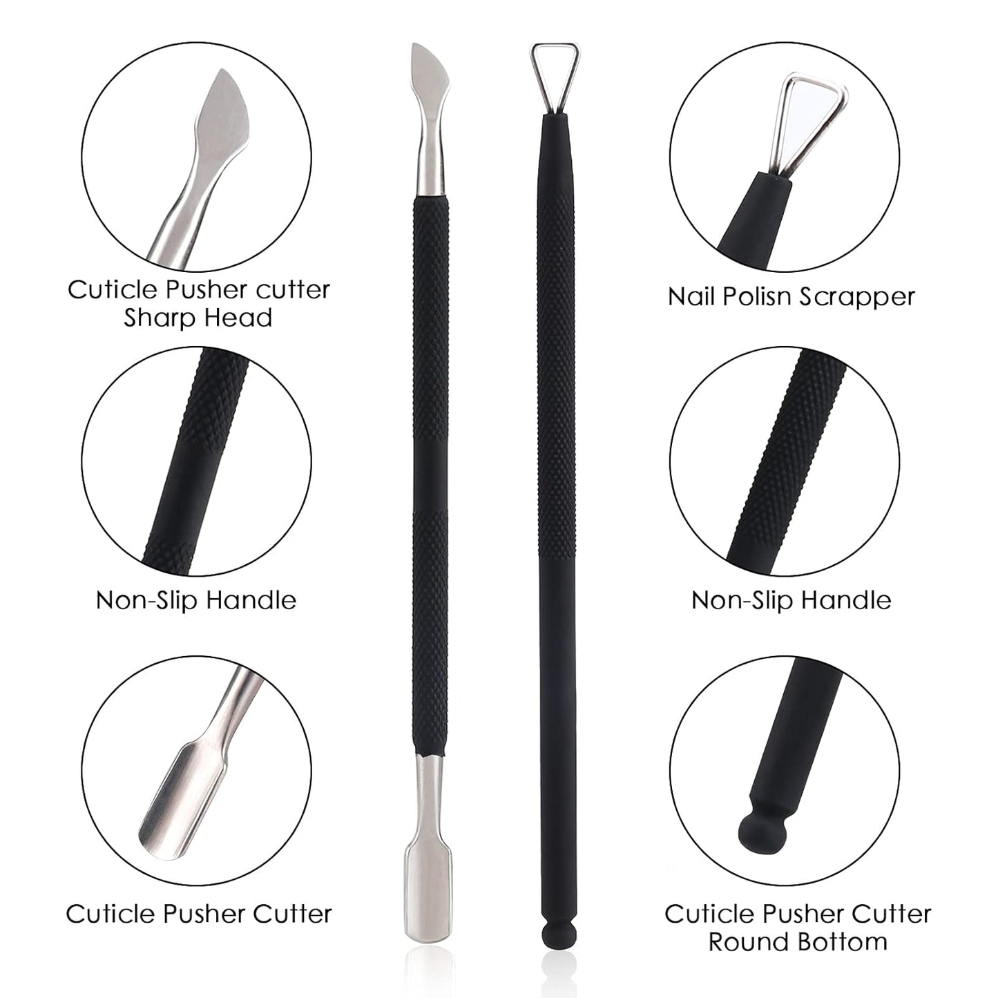 Professional Black Handle Cuticle Nipper & Pusher Set | Bite Instruments