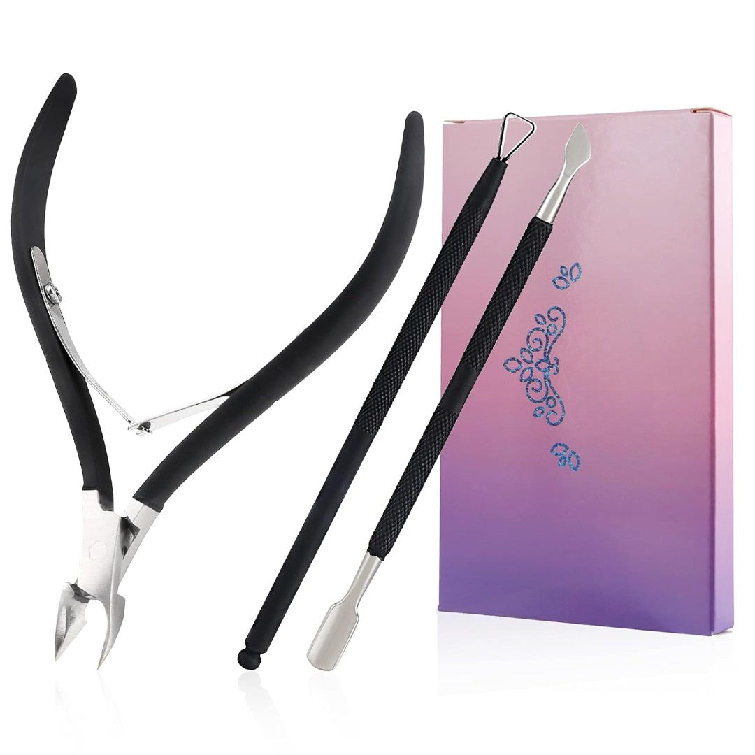 Professional Black Handle Cuticle Nipper & Pusher Set | Bite Instruments