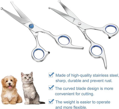 Curved Grooming Scissors for Dogs and Pets – Safety Round Tips