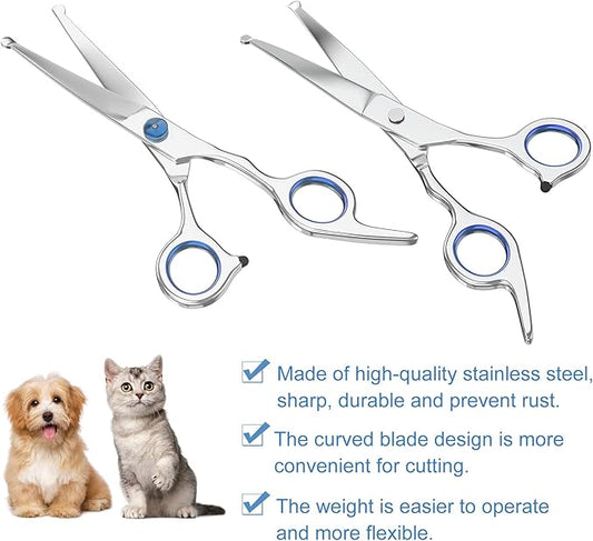 Curved Grooming Scissors for Dogs and Pets – Safety Round Tips