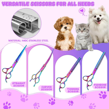 Pet Grooming Scissors Kit – Professional Dog & Cat Hair Cutting Tools | Bite Instruments