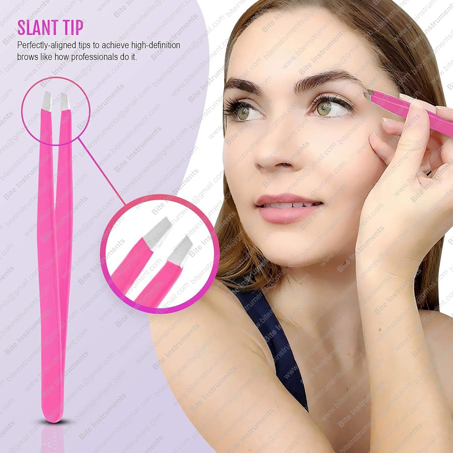 Bite Instruments Professional Precision Tweezers Eyebrow & Facial Hair Removal Tool