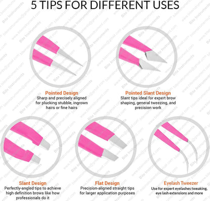 Bite Instruments Professional Precision Tweezers Eyebrow & Facial Hair Removal Tool