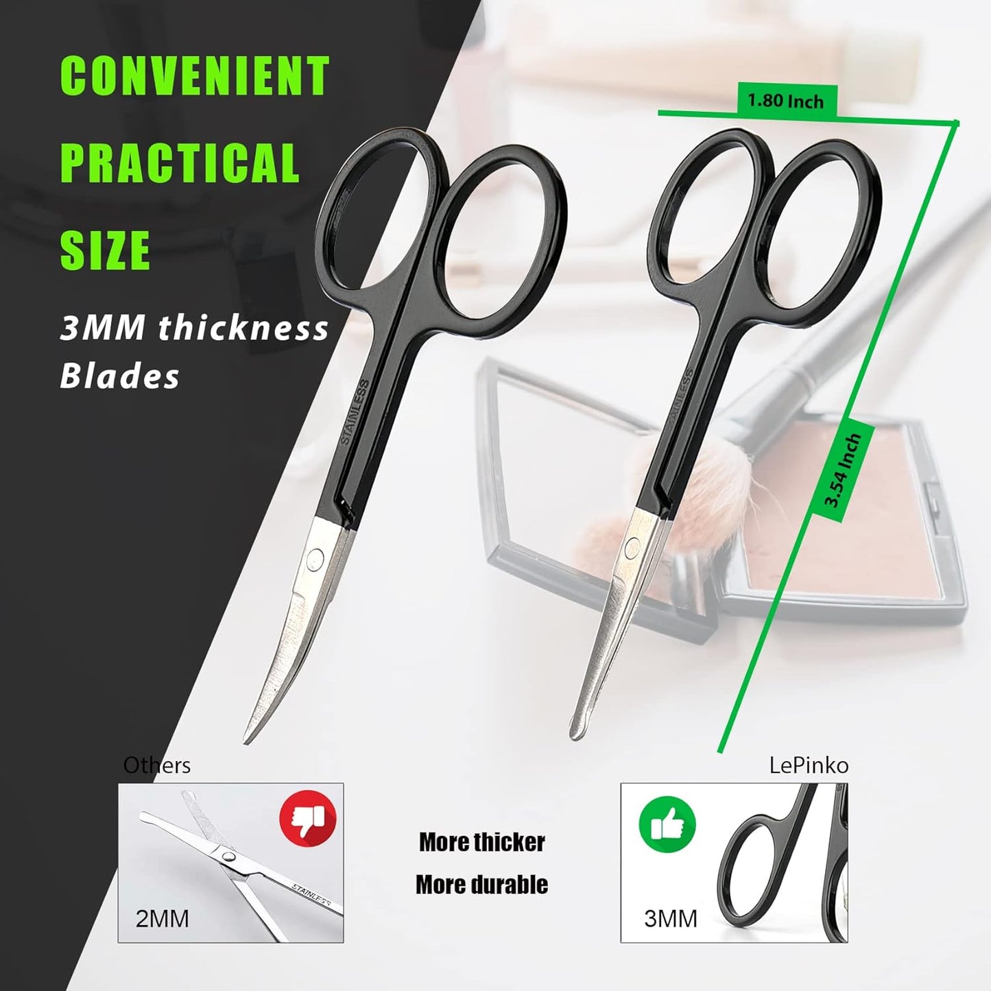 Bite Instruments Professional Eyelash Trimming Scissors Stainless Steel Eyebrow Scissors