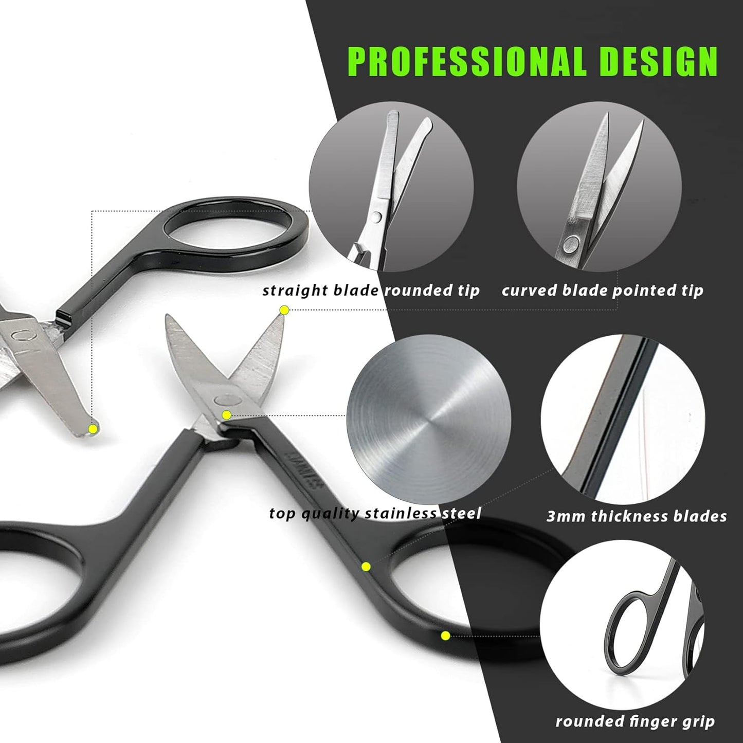 Bite Instruments Professional Eyelash Trimming Scissors Stainless Steel Eyebrow Scissors