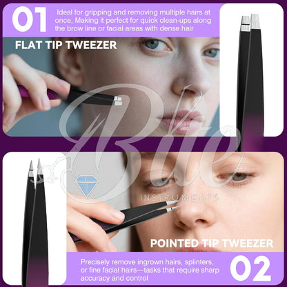 Bite Instruments Professional Precision Tweezers Eyebrow Hair Removal Tool
