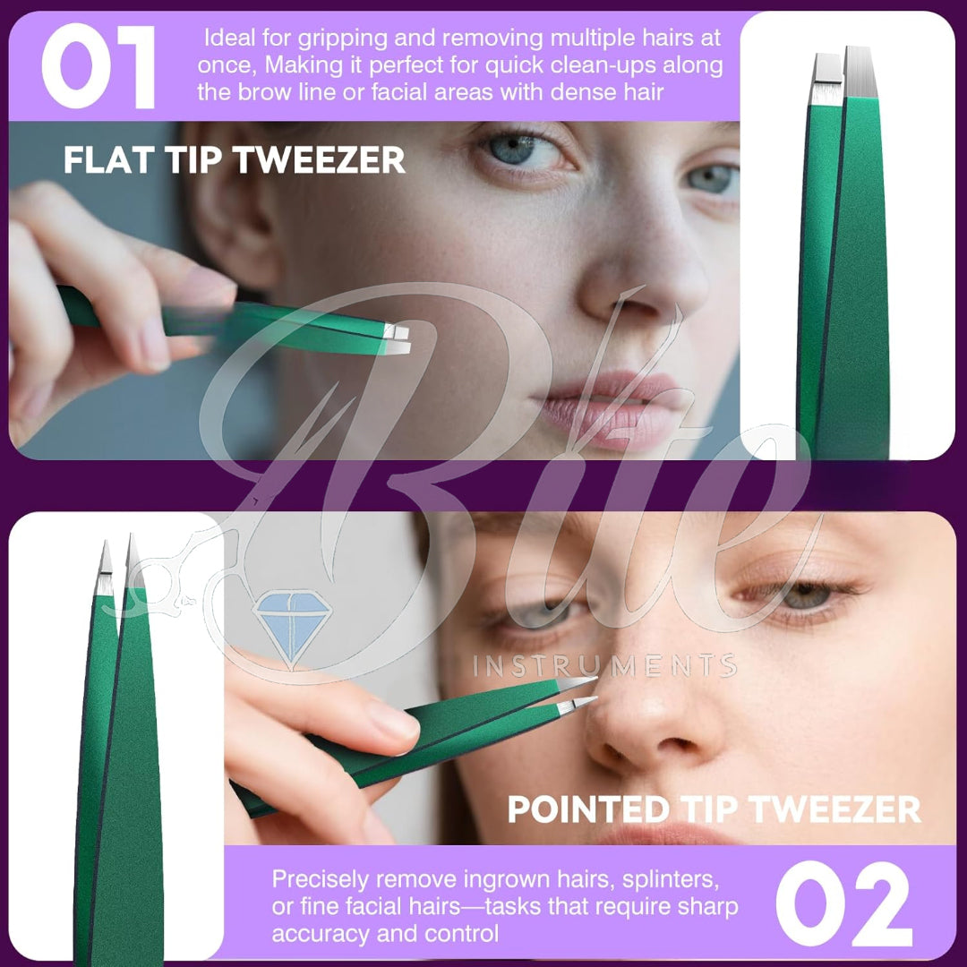 Bite Instruments Professional Precision Tweezers Eyebrow Hair Removal Tool