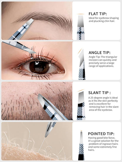 Bite Instruments Professional Precision Eyebrow Tweezers for Women Facial Hair Removal