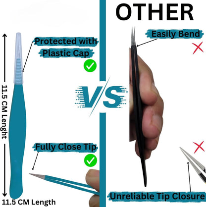 Bite Instruments Sharp Pointed Tweezers Precision Fine Point Tip Ingrown Hair Removal Kit