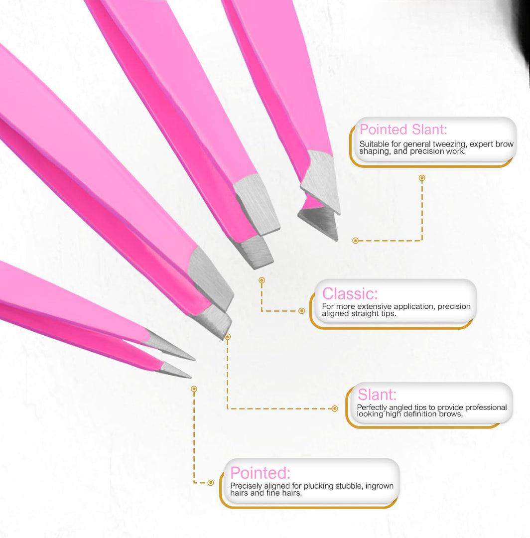 Professional Precision Tweezer Set for Eyebrows, Facial Hair & Beauty Care Tools