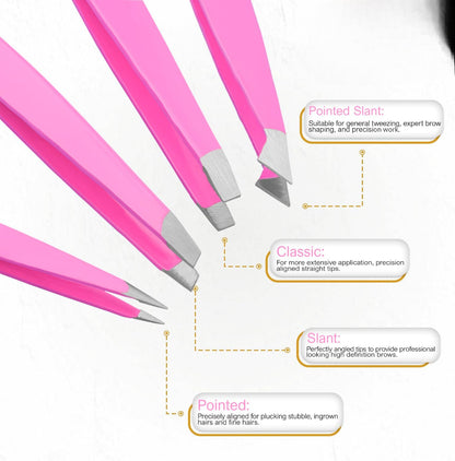 Professional Precision Tweezer Set for Eyebrows, Facial Hair & Beauty Care Tools