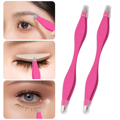 2pcs Double End Pointed and Slant Tip Tweezers Set for Eyebrow and Ingrown Hair