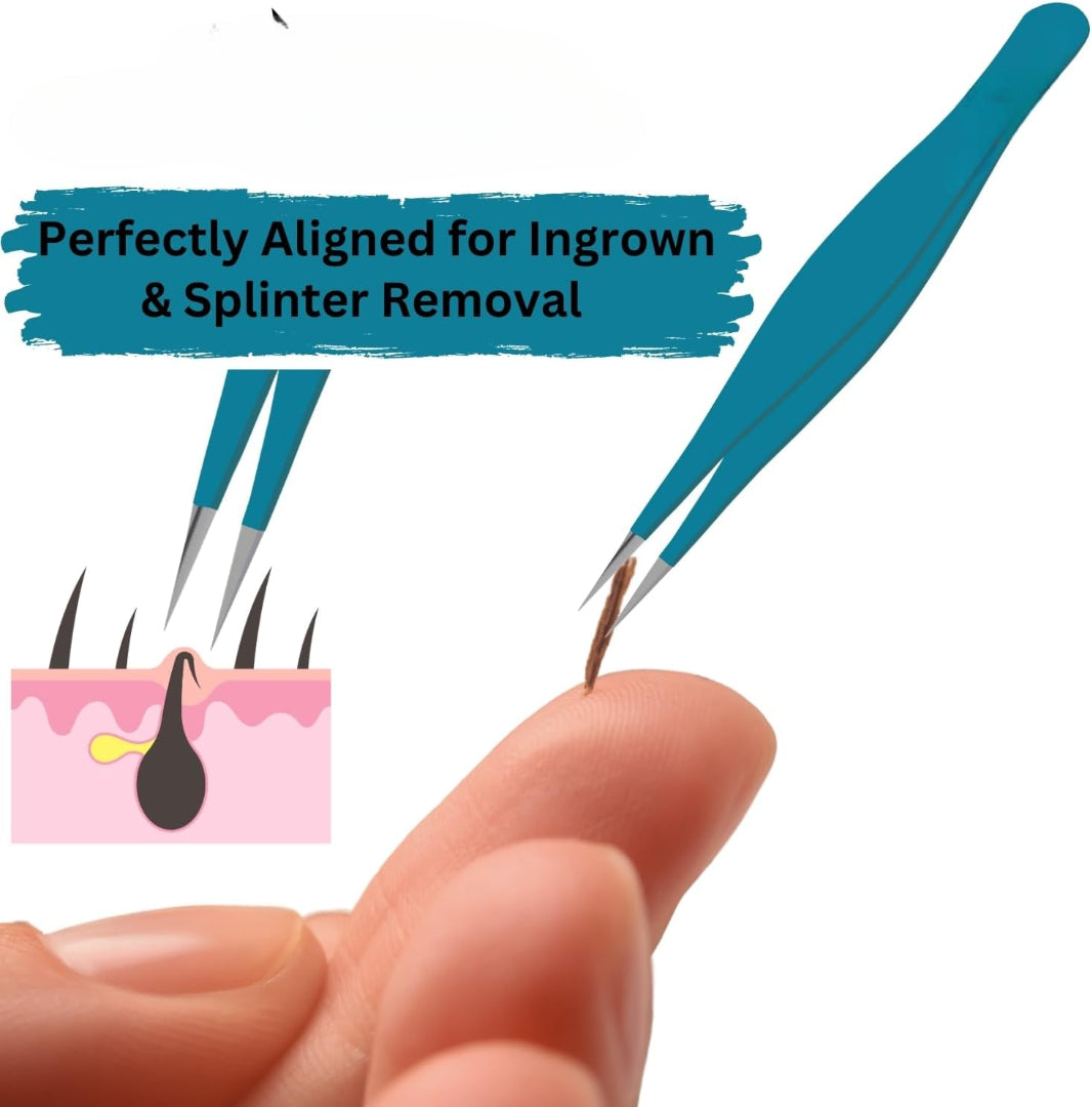 Bite Instruments Sharp Pointed Tweezers Precision Fine Point Tip Ingrown Hair Removal Kit
