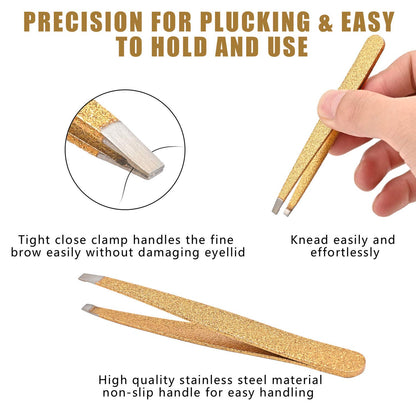 Eyebrow Tweezer Set, 4 Pcs Professional Stainless Steel Tweezers for Ingrown Hair Removal
